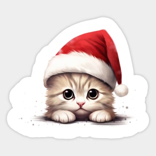 Christmas Peeking Baby Cat Sticker